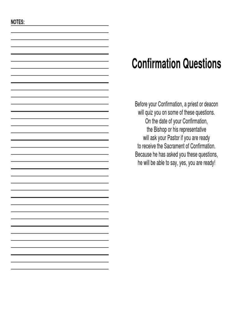 Confirmation Questions Eucharist Catholic Church