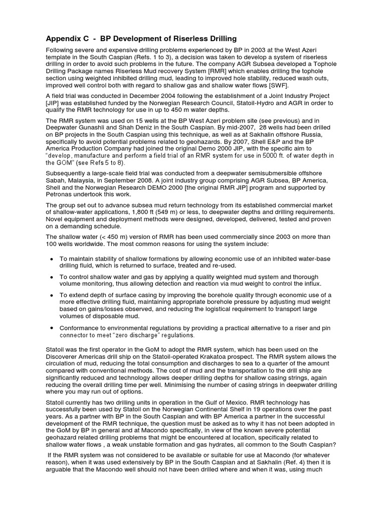 Riserless Drilling Appendix | PDF | Oil Well | Subsea (Technology)