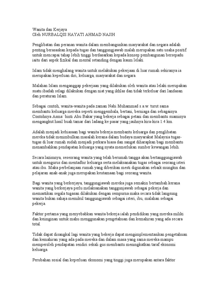 Wanita Dan Kerjaya Pdf