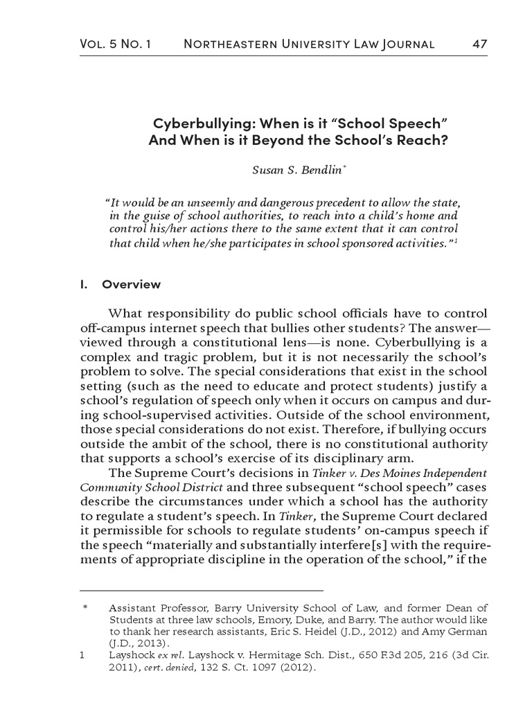 Cyberbullying and School Speech | PDF | Justice | Crime & Violence