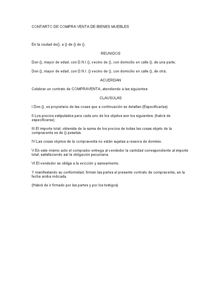 Contrato de CompraVenta de Bienes Muebles