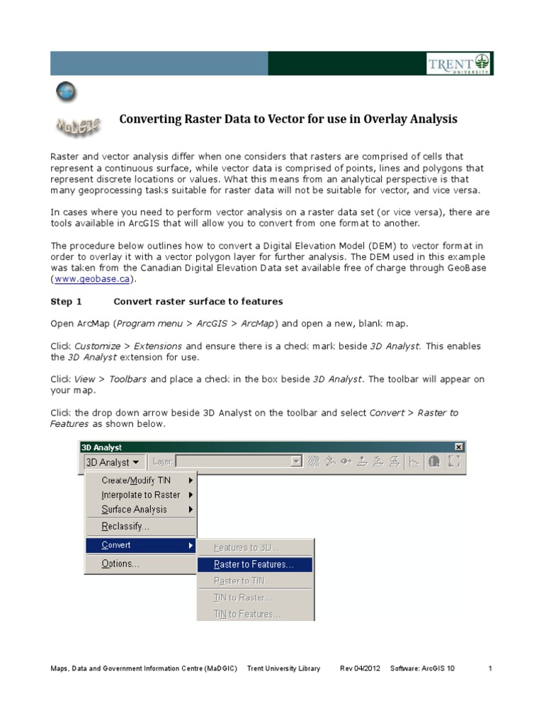 Converting Raster Data To Vector For Use in Overlay Analysis | PDF ...