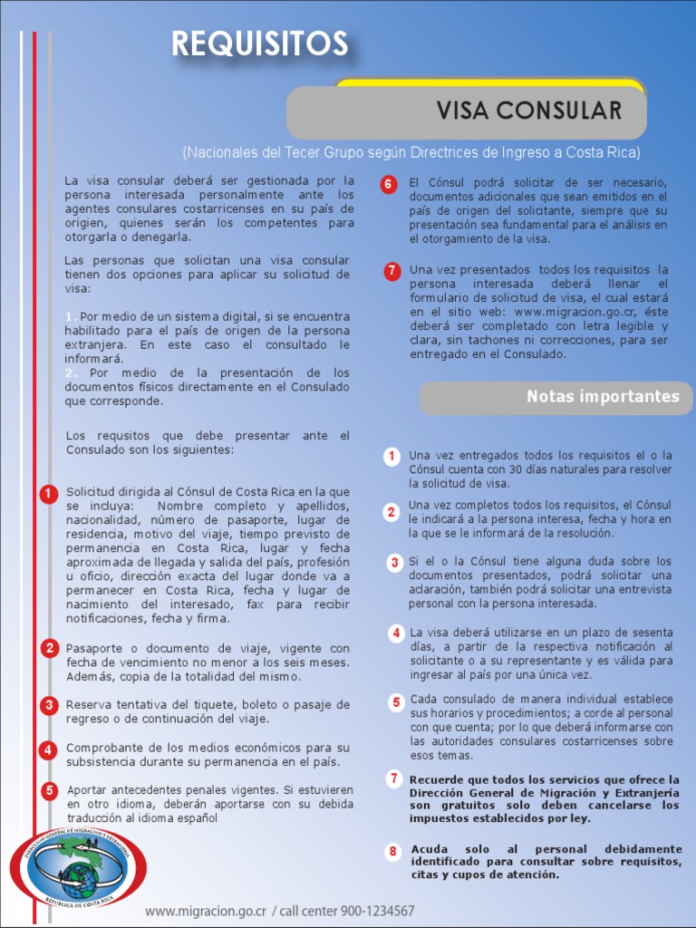 Requisitos para Visa Consular en Costa Rica | PDF | Costa Rica | Cónsul ...