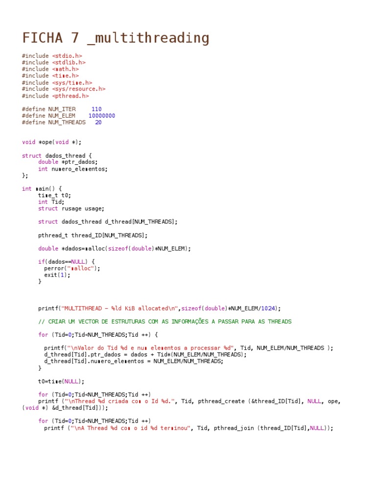 FICHA 7 - Multithreading | PDF | Technology & Engineering