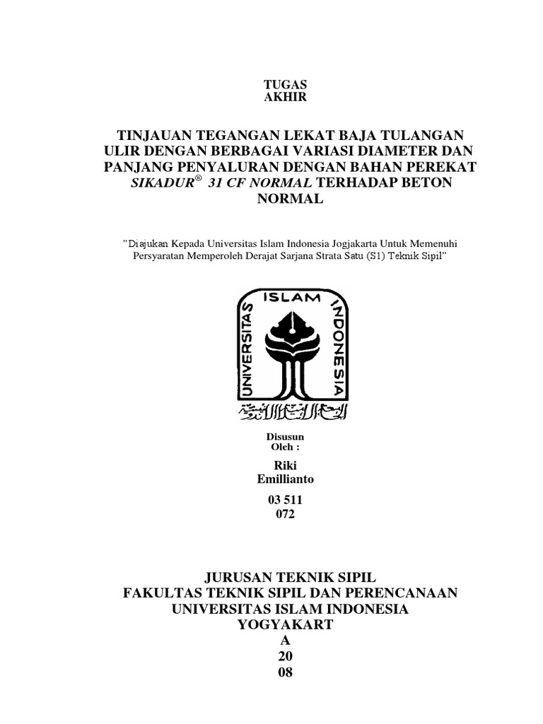 Contoh Tugas Akhir Teknik Sipil Pdf