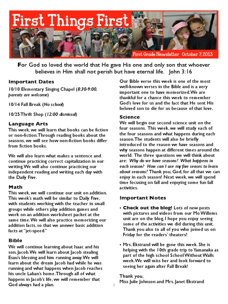 October 7 First Things First | PDF | Jacob | Torah