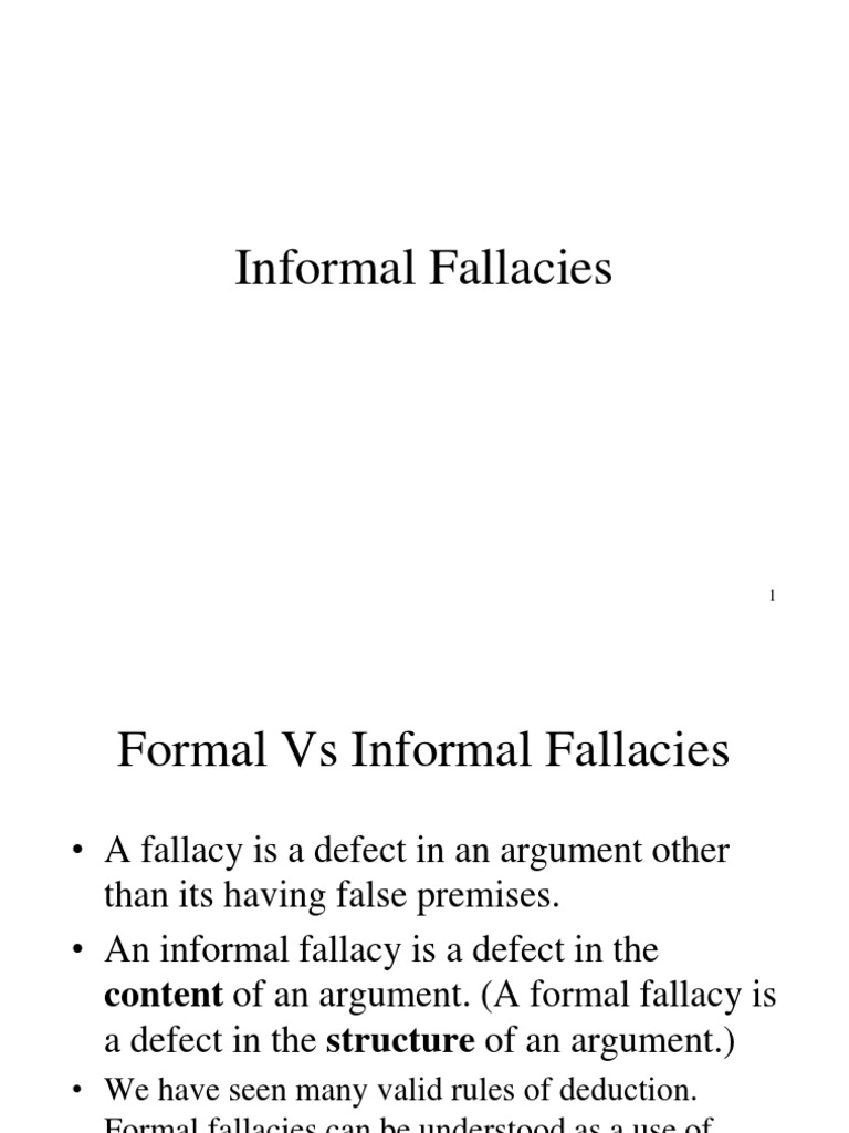 Informal Fallacies PDF Fallacy Argument