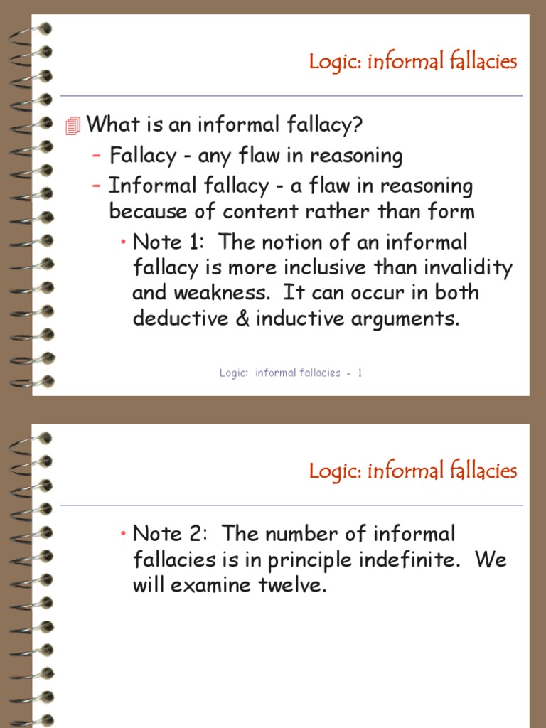 Logic Informal Fallacies Pdf Fallacy Logic