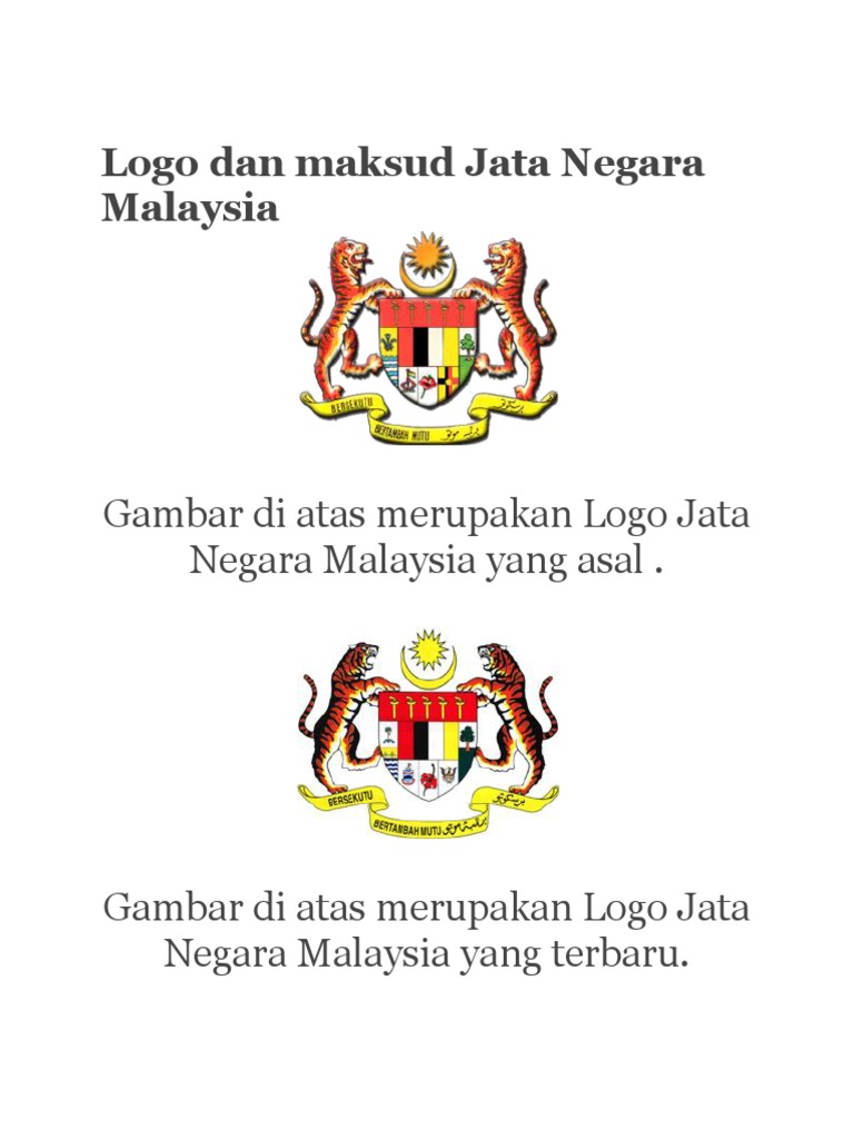 Logo Jata Negara Malaysia Ia Merupakan Simbol Rasmi Bagi Malaysia