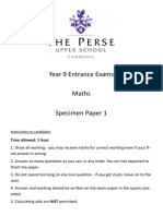 Year 9 Maths Specimen Paper 1