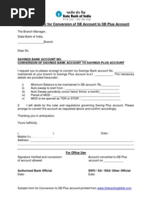 Letter To Bank For Converting Savings Account To Salary ...