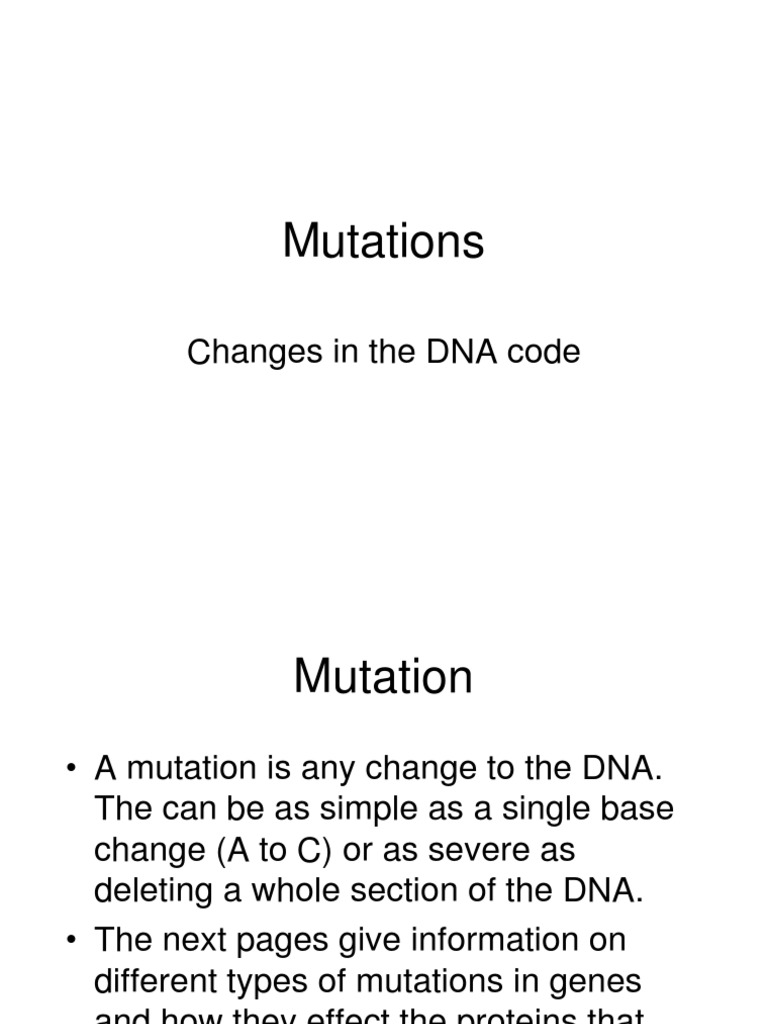 Mutations Genetic Code Point Mutation