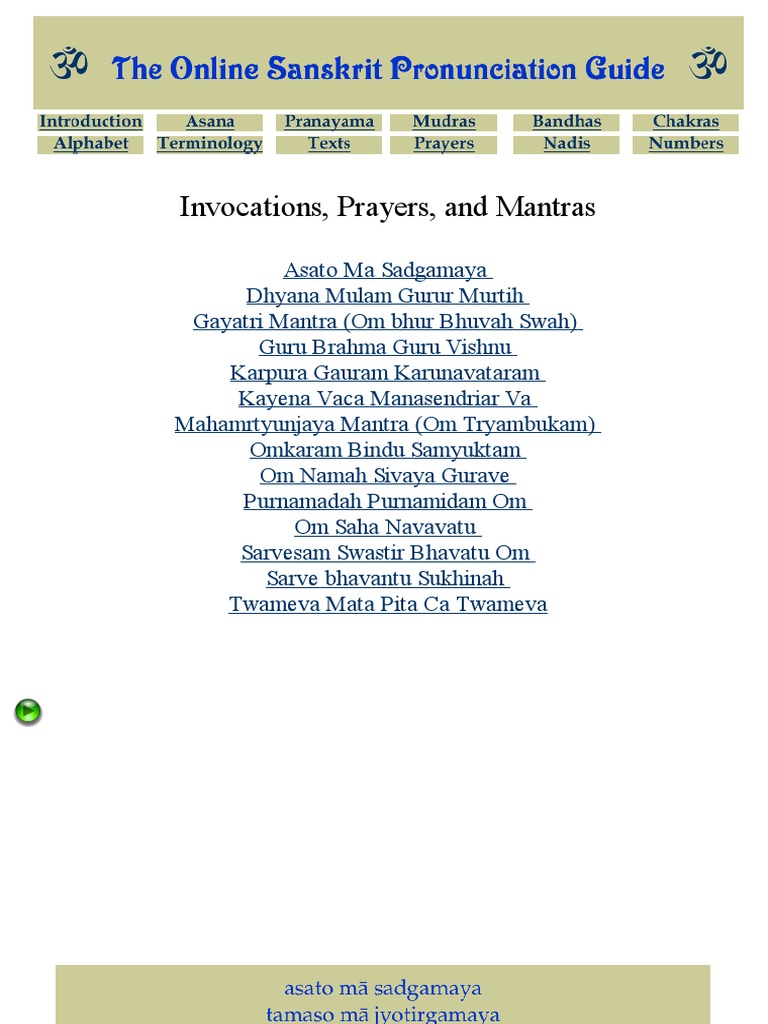 Sanskrit Mantras and Prayers | PDF