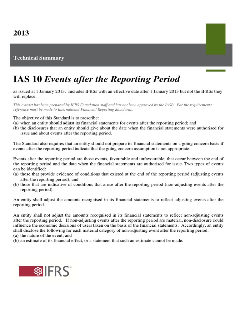 IAS 10 Events After The Reporting Period | PDF
