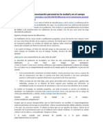 Baro Teresa, Diferencias en La Comunicación Personal en La Ciudad y en El Campo