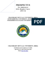 B.Ed. Admission Prospectus for CDLU, KU and MDU