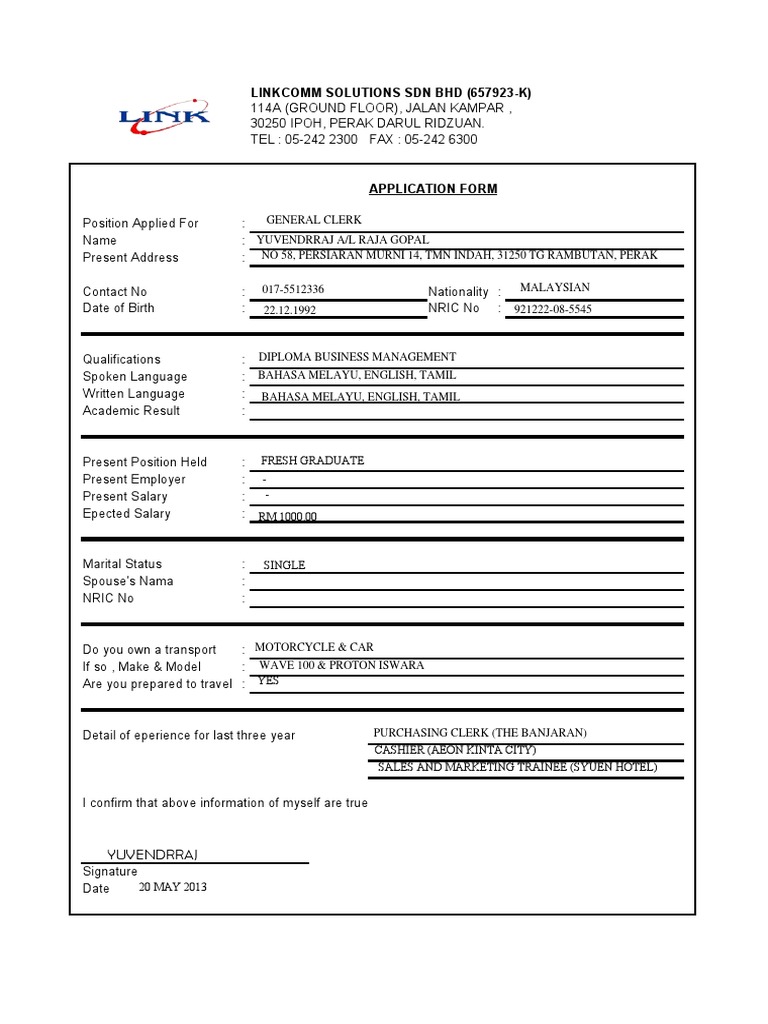 Linkcomm Solutions SDN BHD (657923-K) : Yuvendrraj | PDF