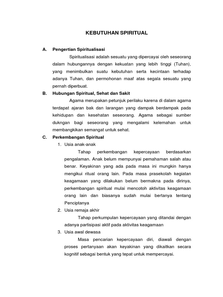 Kebutuhan Spiritual
