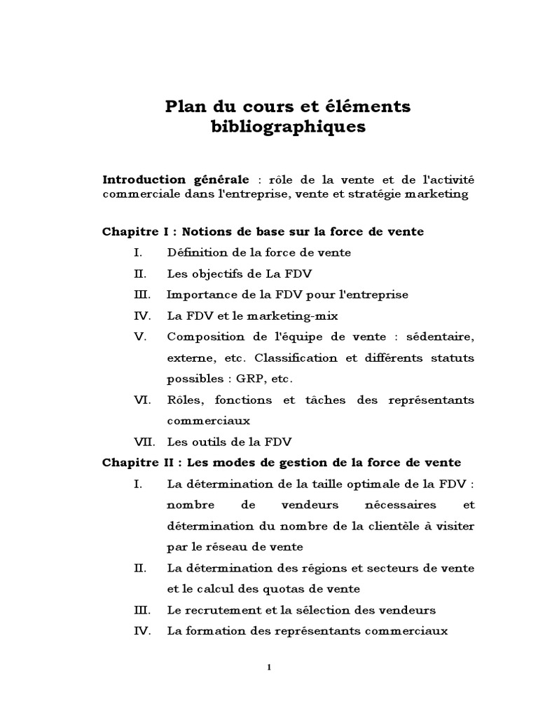 Cours de La Gestion de La Force de Vente | PDF | Sodles | Commercialisation