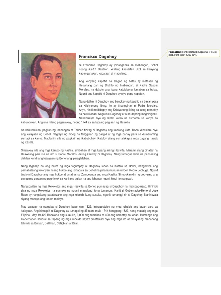 Talambuhay ni francisco dagohoy pdf