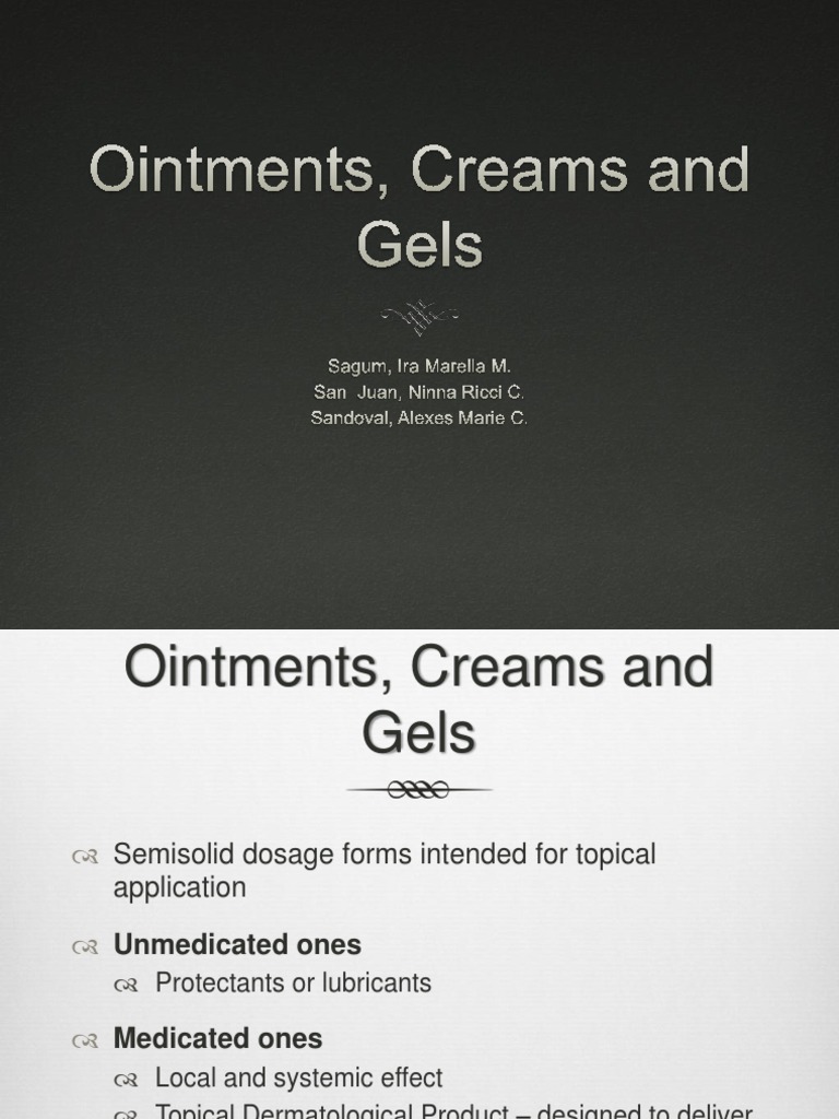 Ointments PDF Topical Medication Chemical Substances