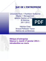 Ethique de L'entreprise S1 - 17 Janvier 2012