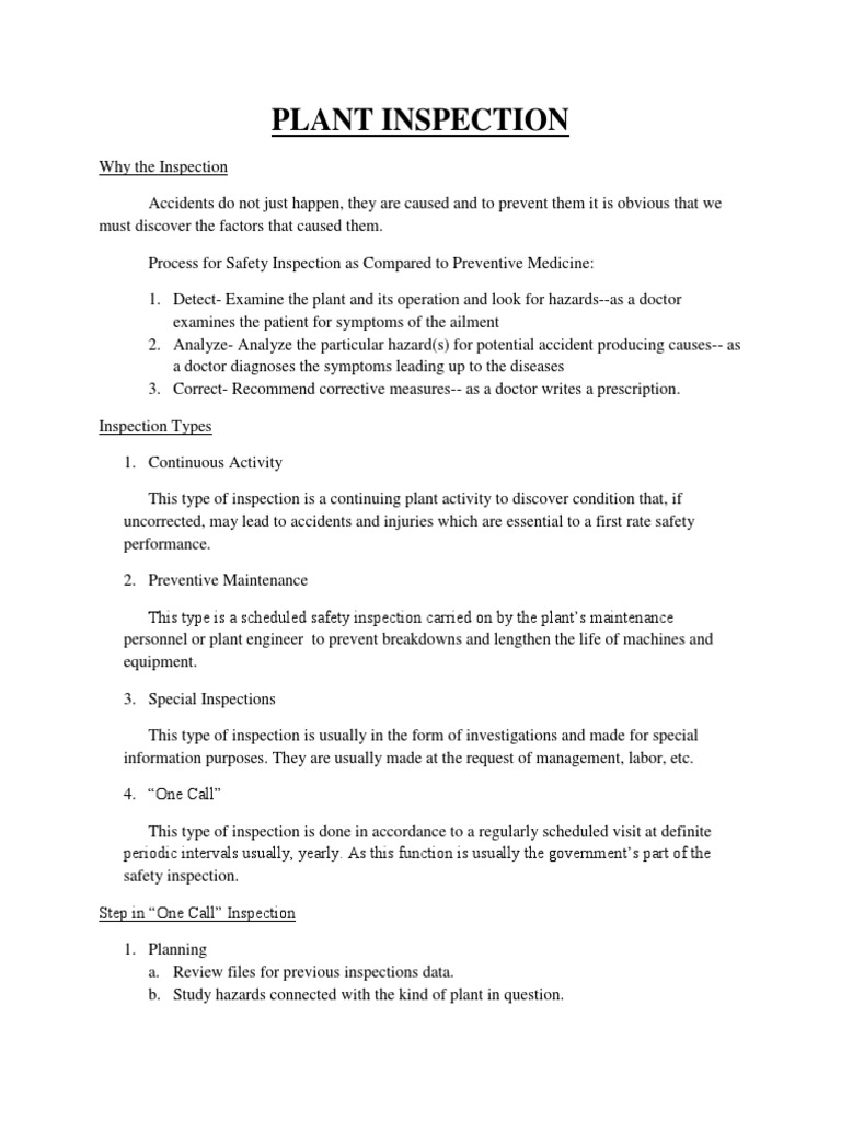 Plant Inspection | PDF | Stairs | Safety