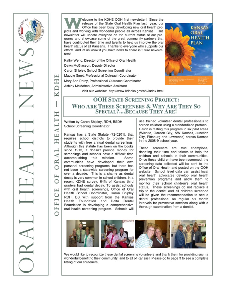 Bureau of Oral Health Newsletter Issue 1 PDF Dental Hygienist Dentist