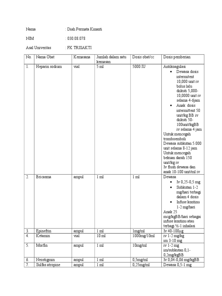 Daftar Obat Anestesi Daftar Obat Anestesi