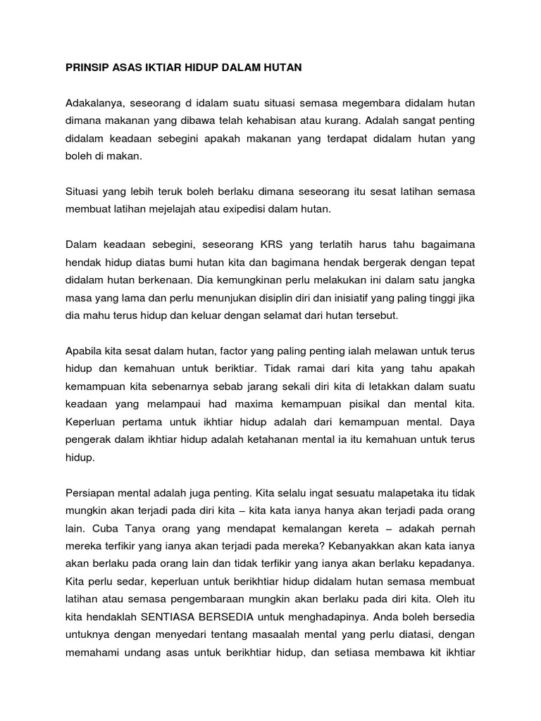 Prinsip Asas Iktiar Hidup Dalam Hutan Pdf