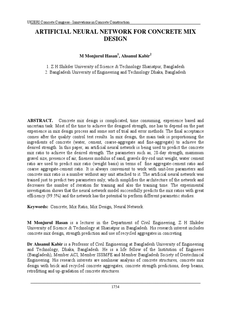 ANN-Based Concrete Mix Design Method | PDF | Concrete | Teaching ...