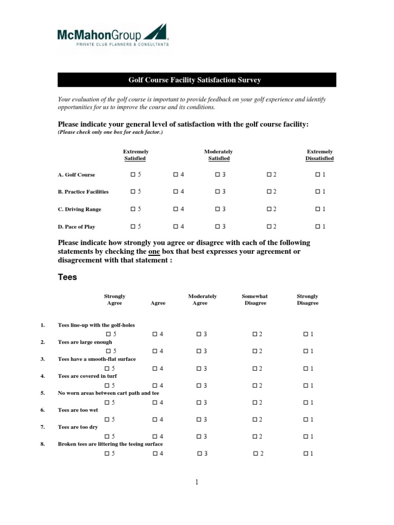 Template Survey Golf Course 09 PDF Golf Course Individual Sports