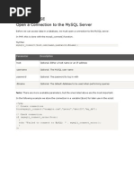 PHP Database Open A Connection To The Mysql Server: Syntax