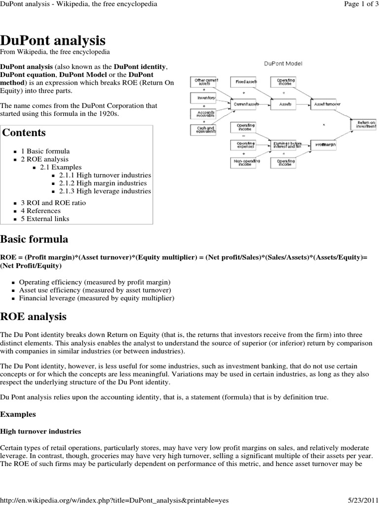 DuPont Analysis | PDF | Equity Securities | Corporations