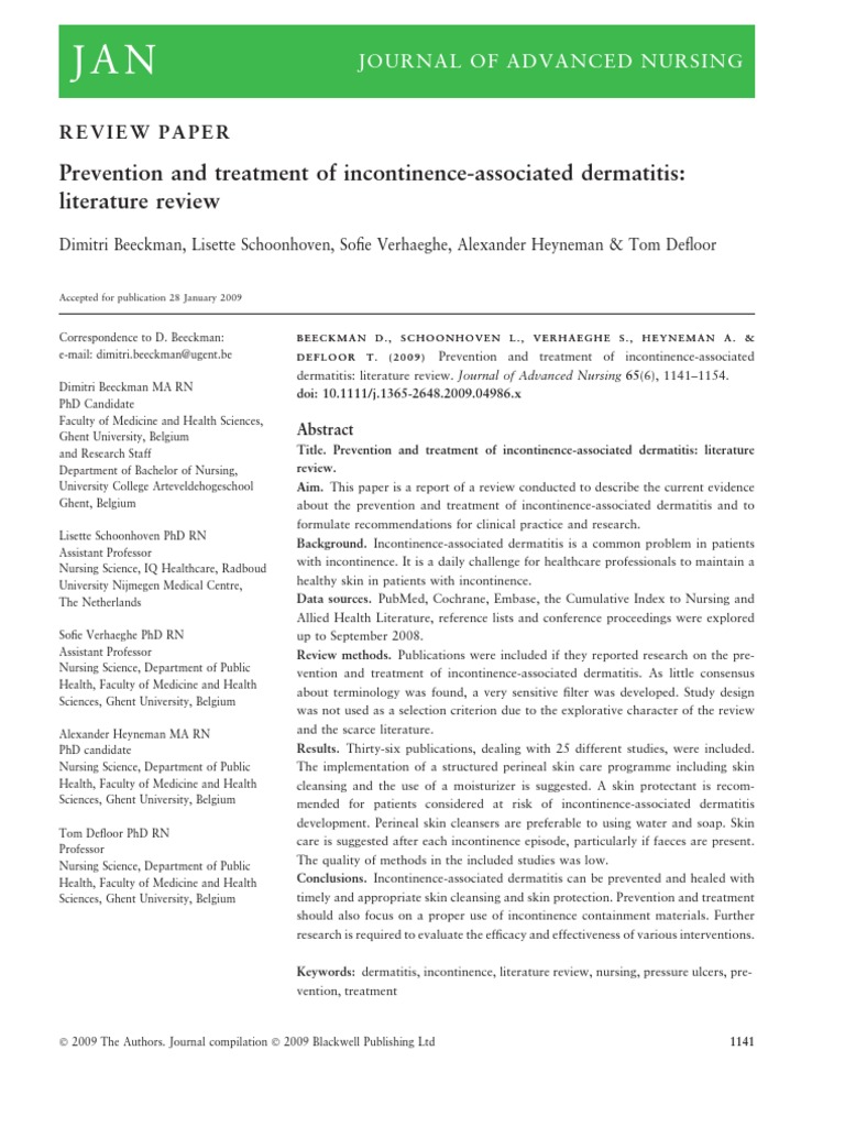 Inkontinensia Urine Dermatitis | PDF | Pub Med | Randomized Controlled ...