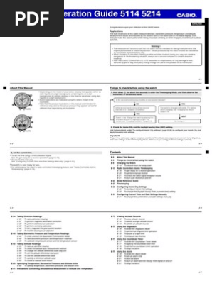 Casio Protrek 5114/5214 Manual | PDF | Watch | Compass