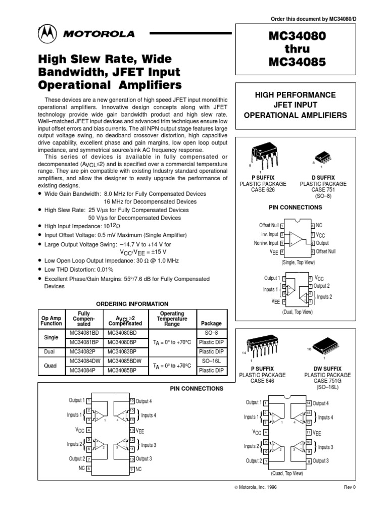 Datasheet JFET PDF Amplifier Operational Amplifier