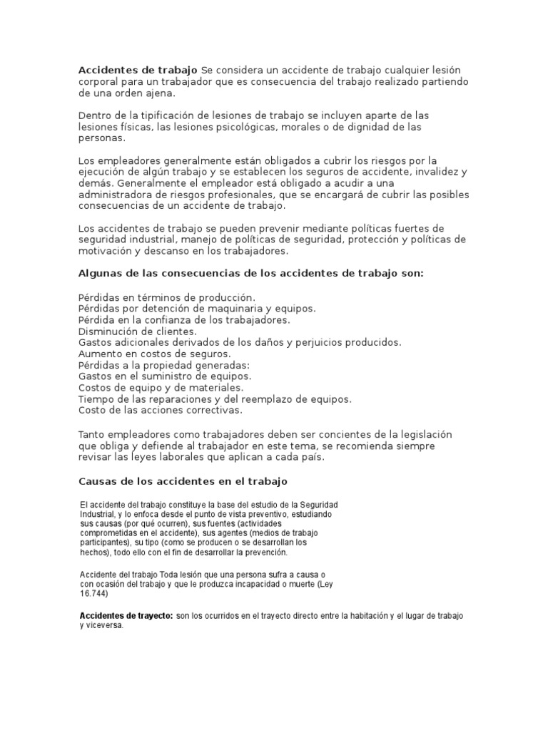 Prevención y Tipos de Accidentes Laborales | PDF | Derecho laboral ...