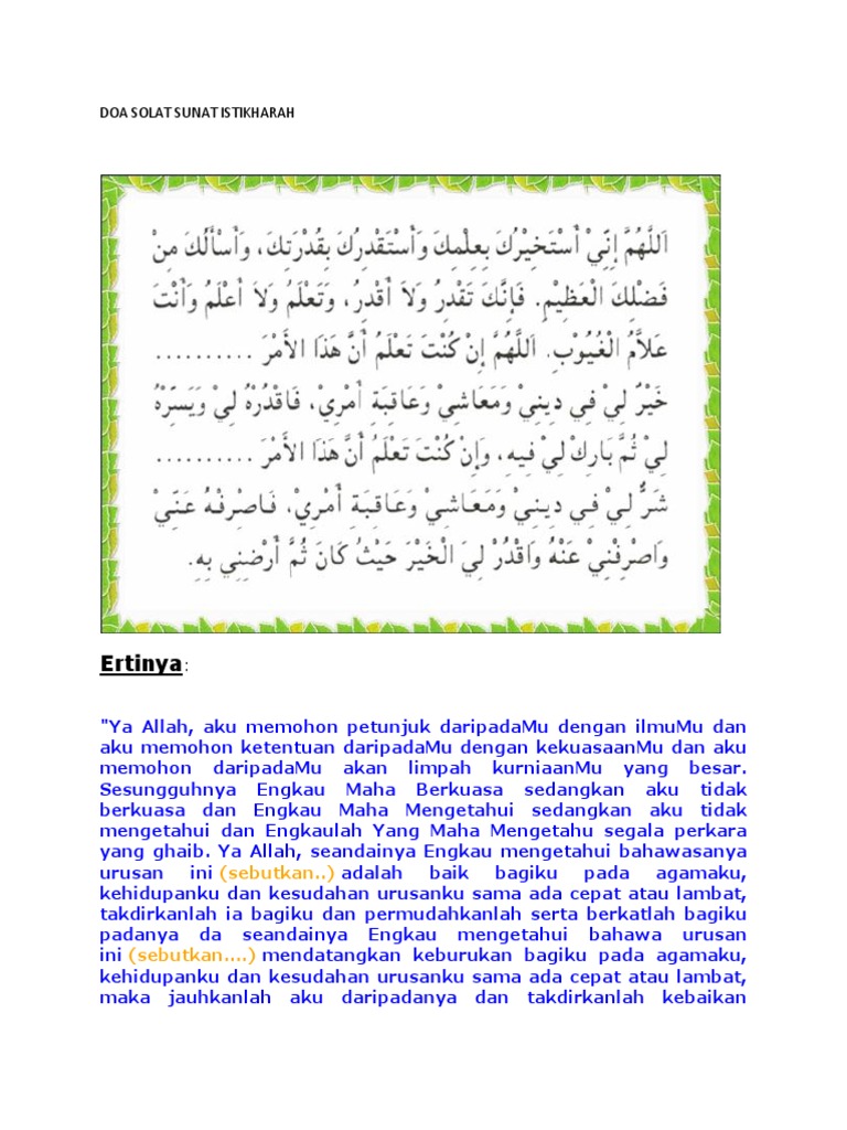 Doa Solat Sunat Istikharah Pdf