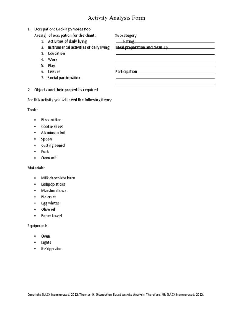 Activity Analysis Form1 3 | PDF | Anatomical Terms Of Motion