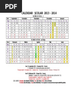 Calendar an Scolar 2013-2014