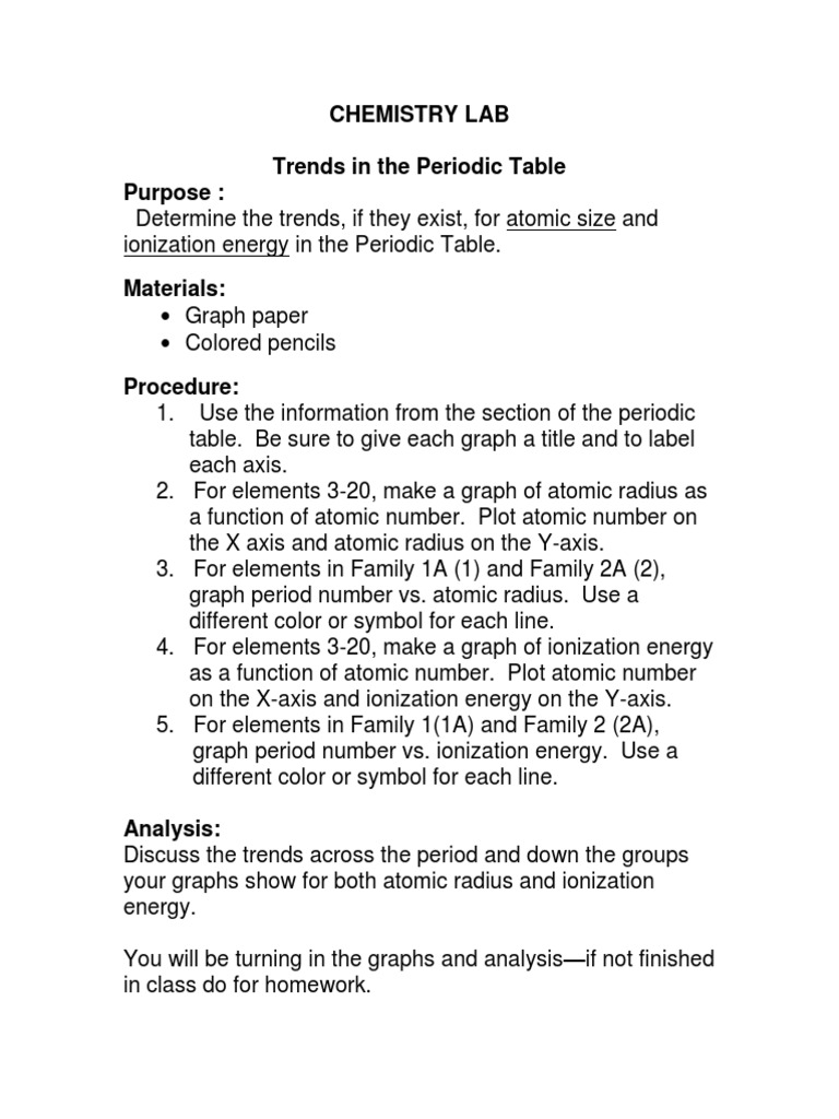 Periodic Table Trends Analysis | PDF | Teaching Methods & Materials ...
