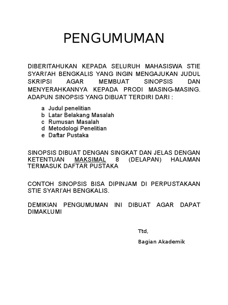 Contoh Sinopsis Proposal Skripsi