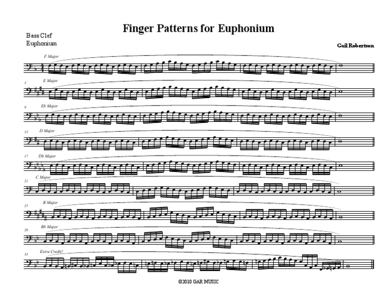 Finger Patterns Bass Clef EUPHONIUM