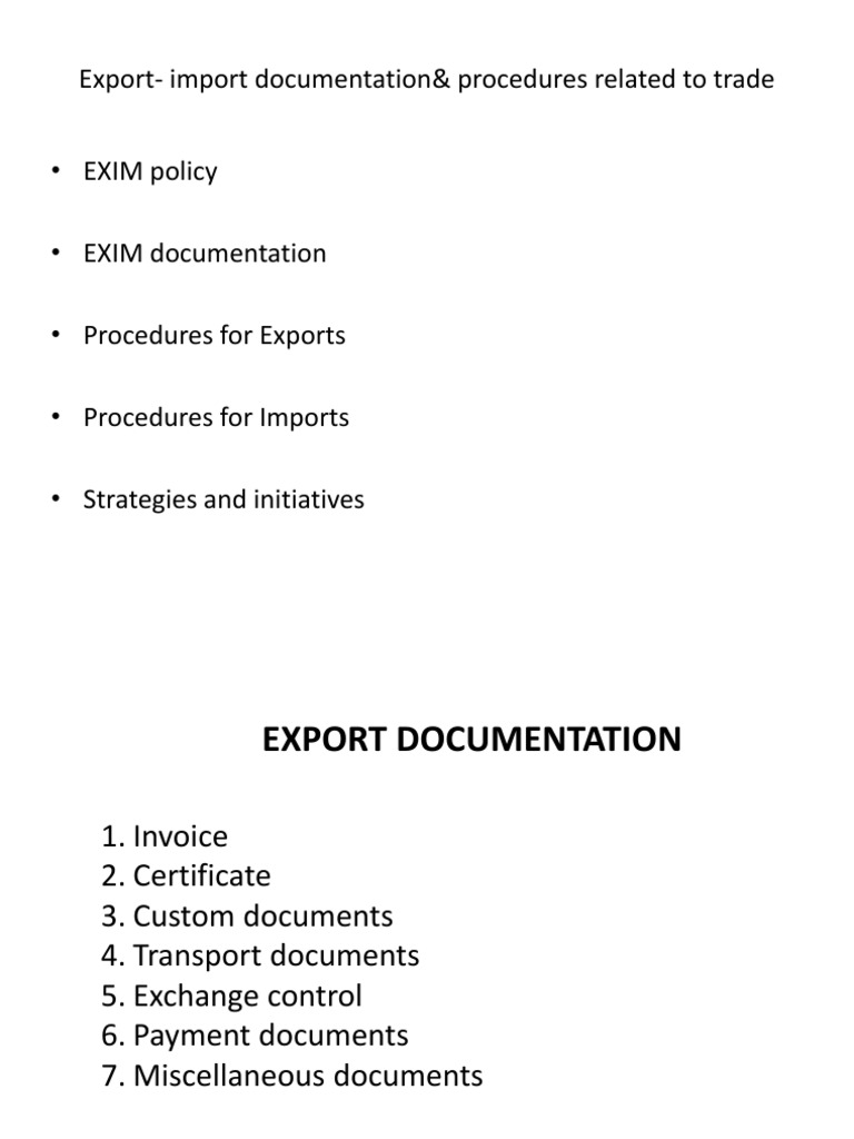 Export-Import Documentation Guide | PDF | Invoice | Exports