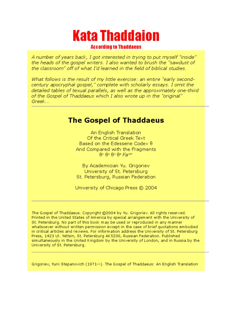 The Life Of Thaddaeus , Who Is Thaddeus, the Disciple? – AABB