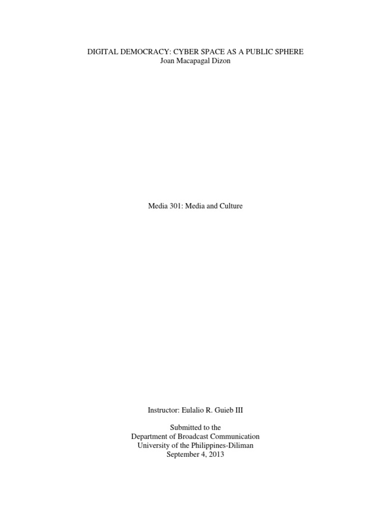 Habermas and the Cyberspace Public Sphere | PDF | Public Sphere ...