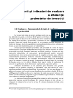 Capitolul 5 Criteriile Si Indicatori de Evaluare A Eficientei Proiectelor de Investitii