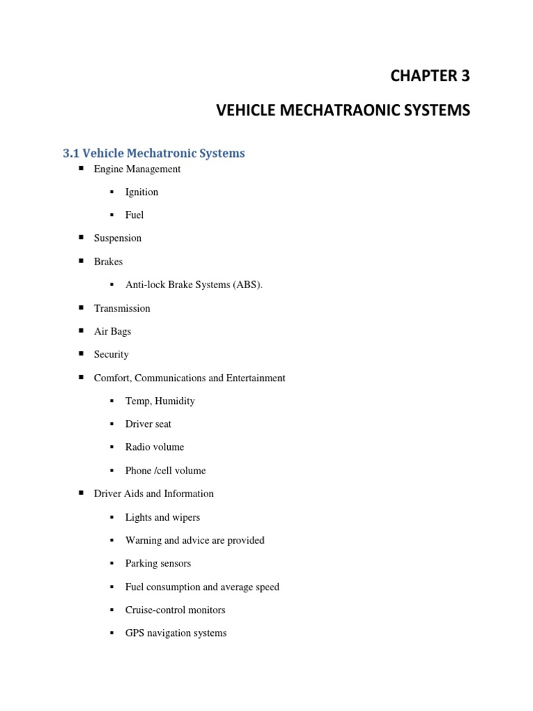 Vehicle Mechatronic Systems Overview | PDF | Anti Lock Braking System ...