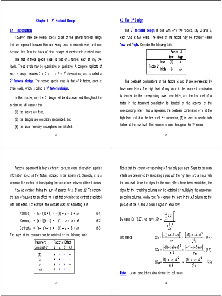 2k Factorial Design Explained | PDF